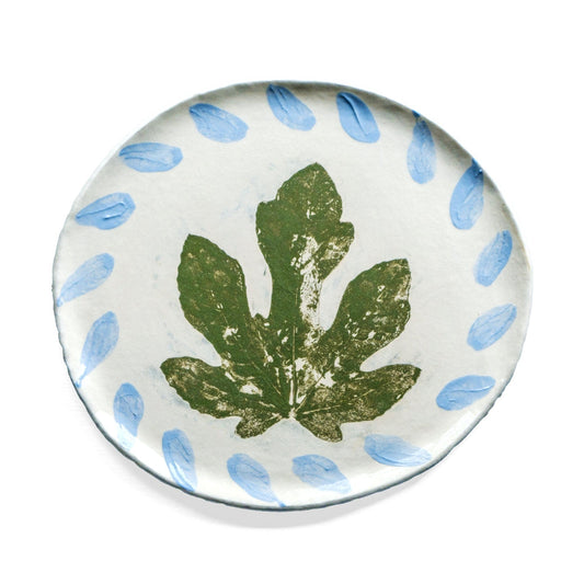Gary Edwards - Fig Leaf Plate Blue / Cream
