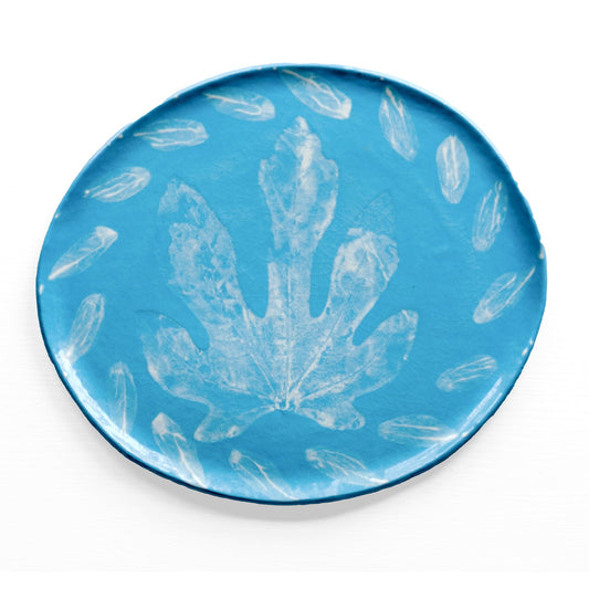 Gary Edwards - Fig Leaf Plate Blue / White