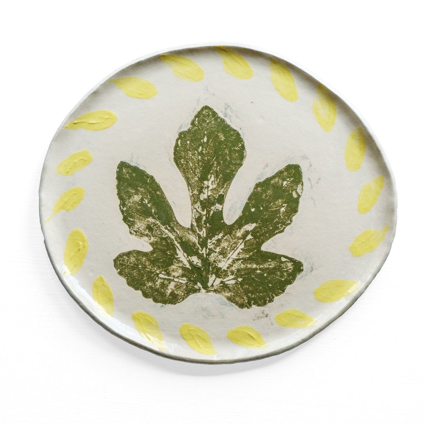 Gary Edwards - Fig Leaf Plate Yellow / Cream