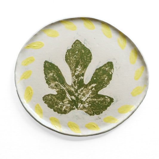 Gary Edwards - Fig Leaf Plate Yellow / Cream