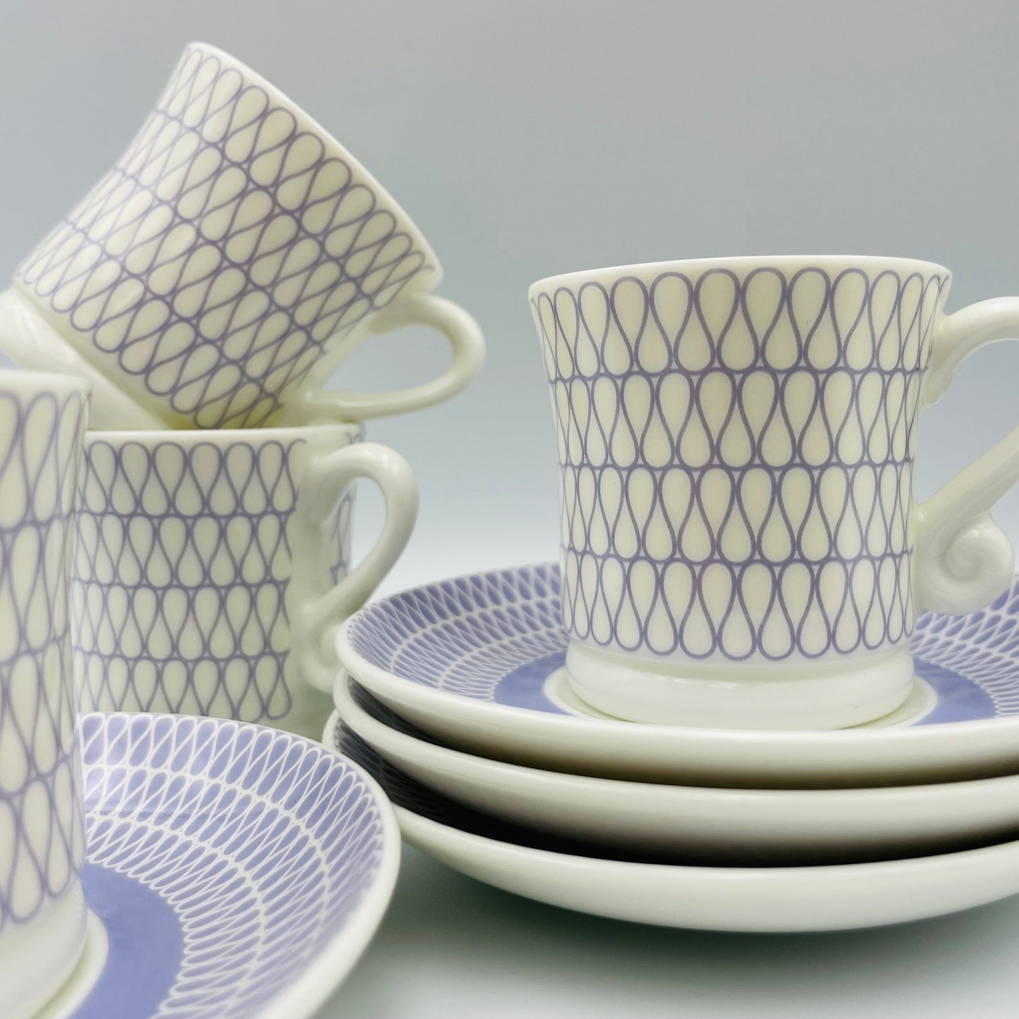 Set of 4 Espresso Mugs - Light Blue