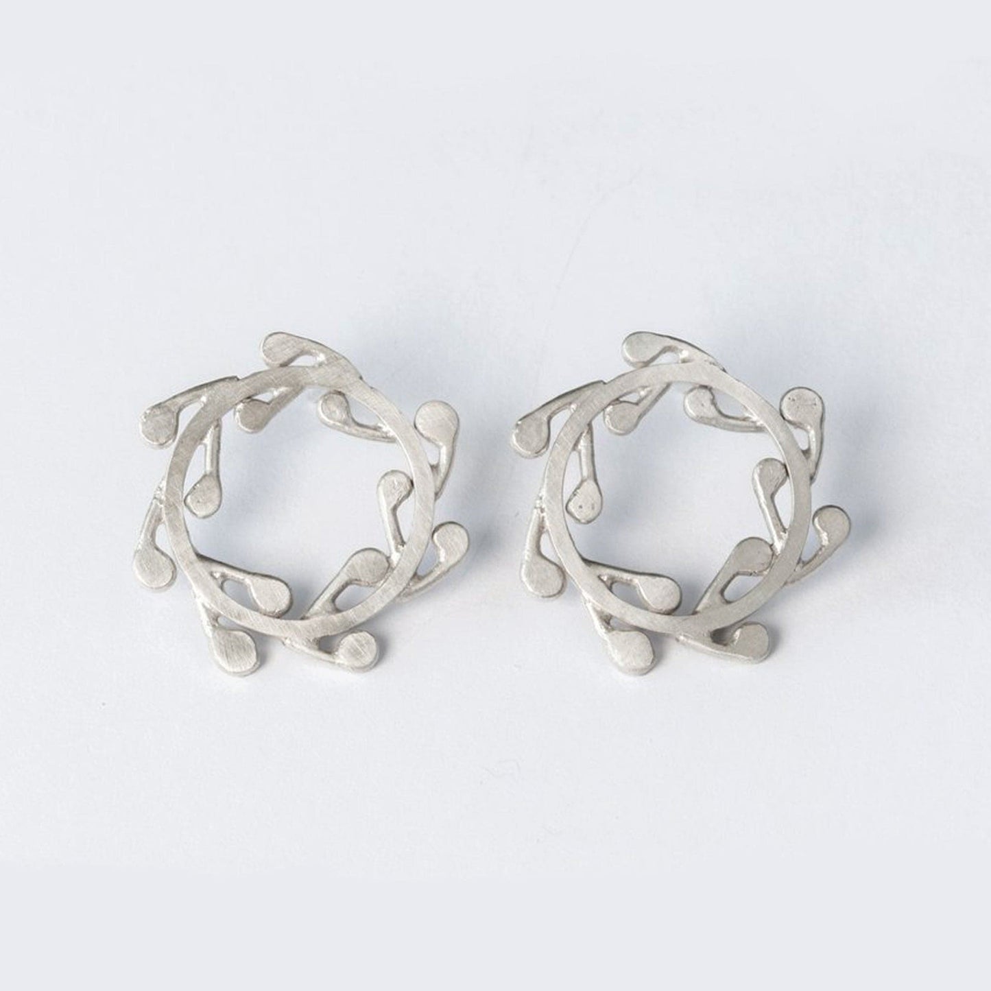 Silver Cotton Lavender Wreath Earrings by Melanie Ostler