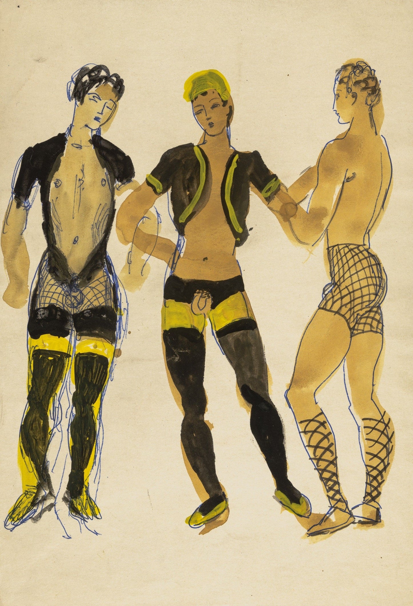 Untitled Drawing Three Men Limited Edition Print