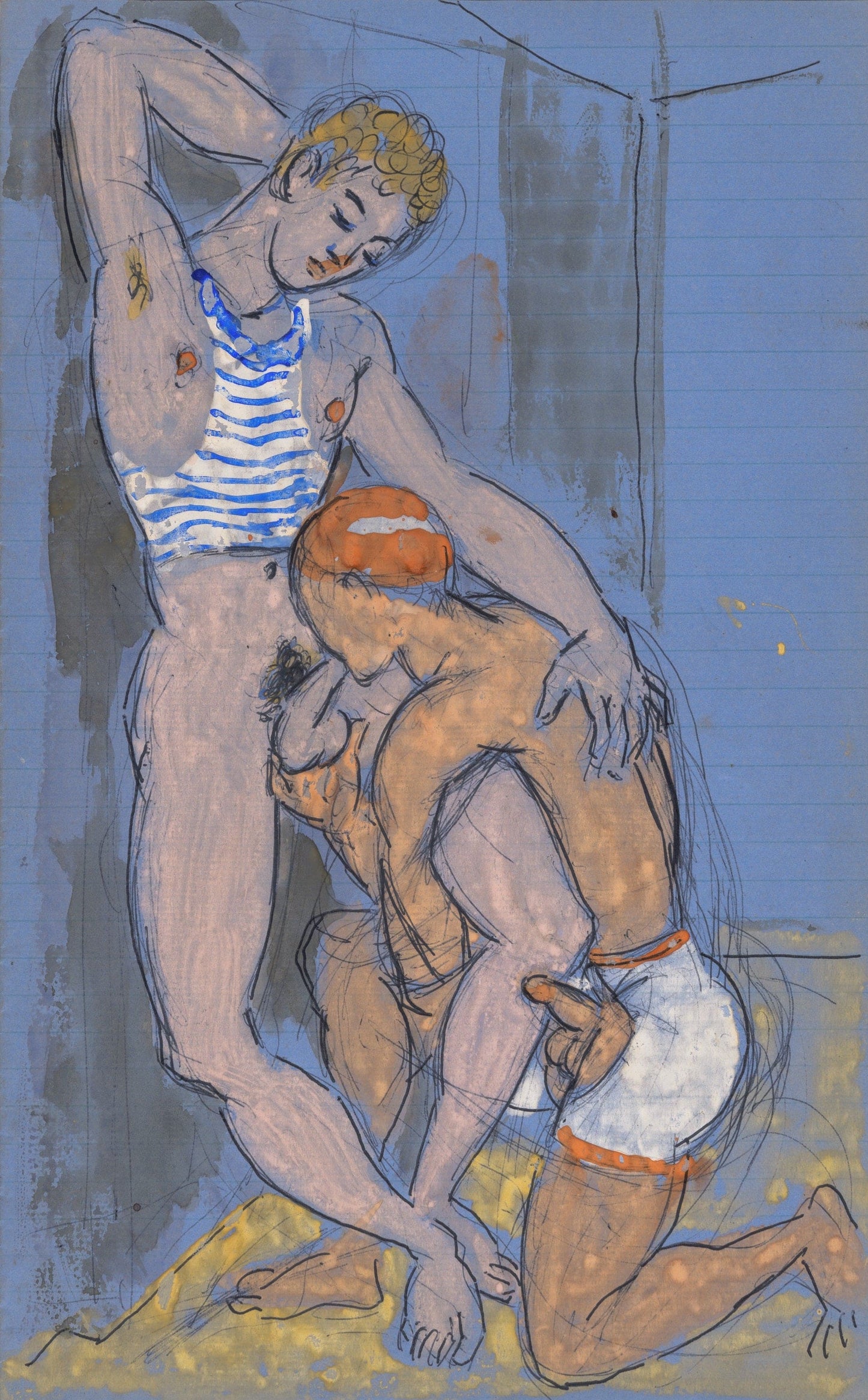 Untitled Drawing Two Men Limited Edition Print