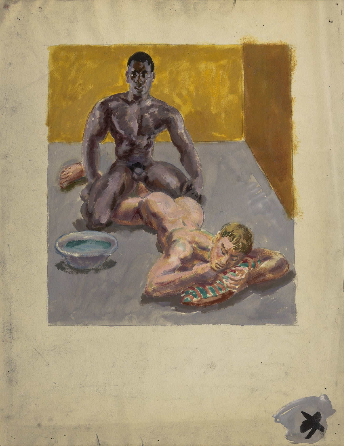 Untitled Drawing Two Men and Bowl Limited Edition Print