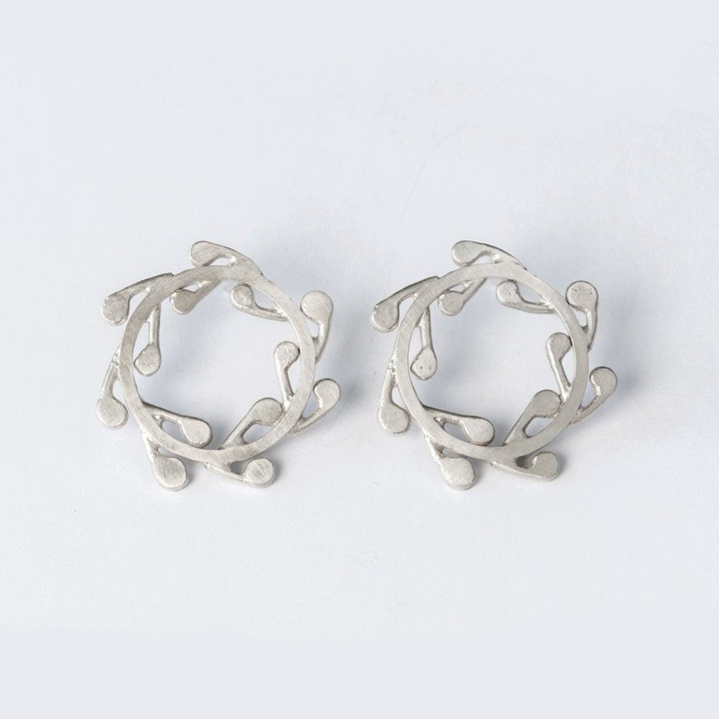 Mel O Silver Cotton Lavender Wreath Earrings