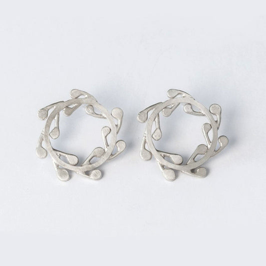 Mel O Silver Cotton Lavender Wreath Earrings