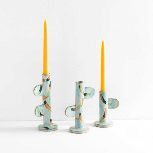 Teal Candlestick Holder