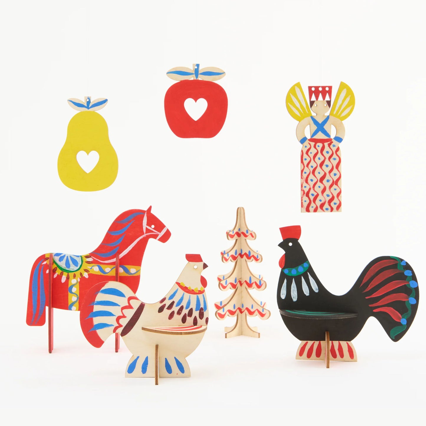 Wooden Festive Holiday Ornaments